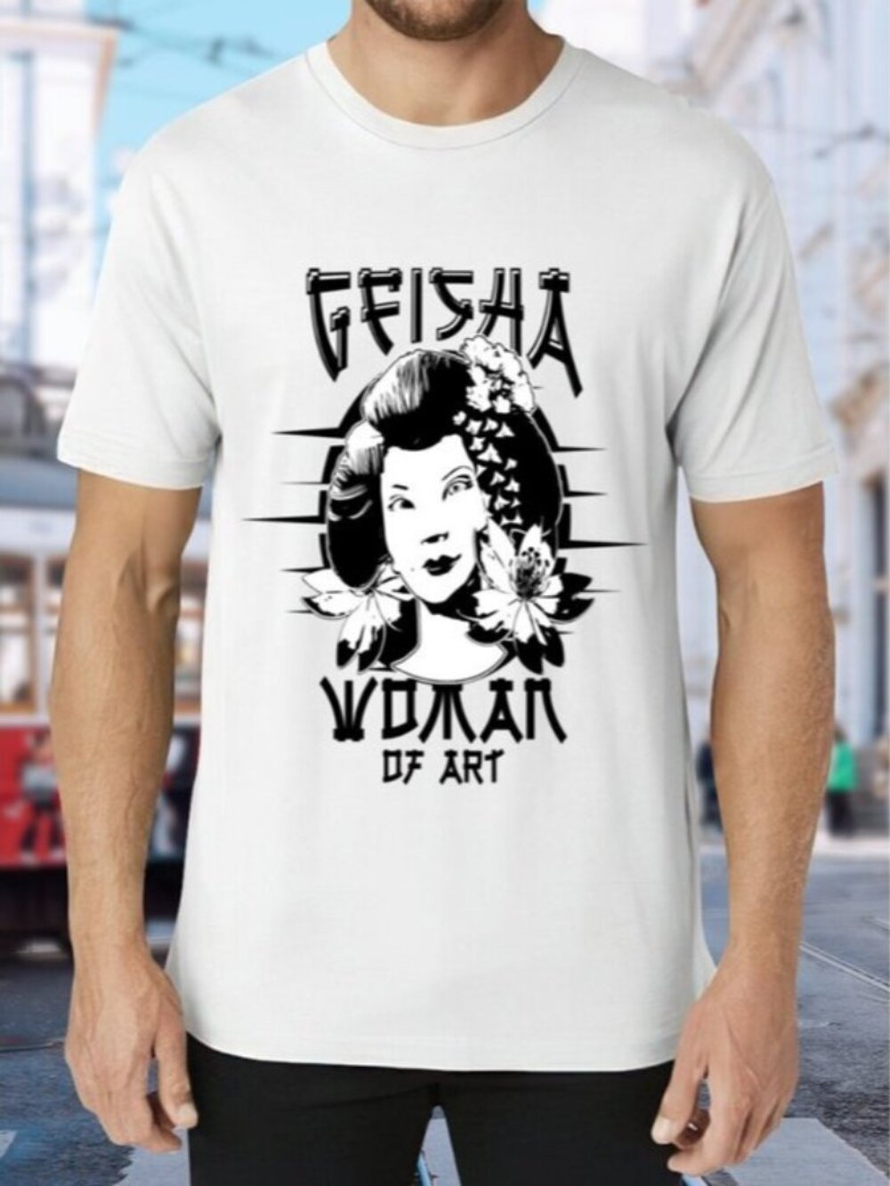 Geisha Woman of Art Graphic Tee - White